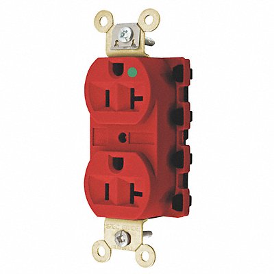 HUBBELL SNAP8300RA Receptacle Red 20 A 2P3W Back 1PK