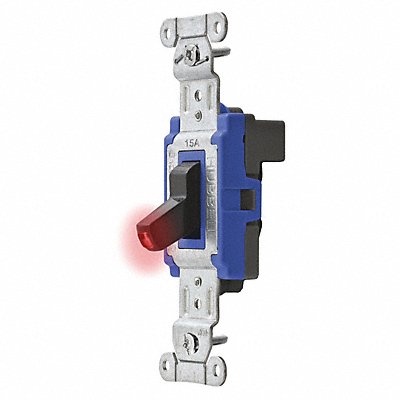 HUBBELL SNAP1201PLBKNA Pilot Wll Switch Black 15A Back SnglPole