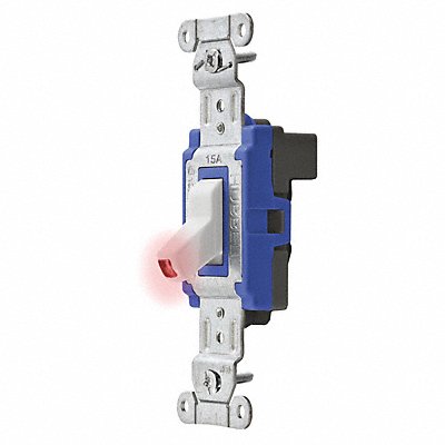 HUBBELL SNAP1201PLWNA Pilot Wll Switch Wht 15A Back SnglPole