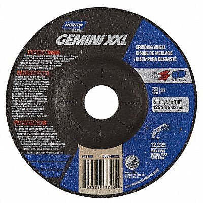 NORTON 66252843786 Depressed Grinding Wheel 7/8 CN Unthreaded Hole