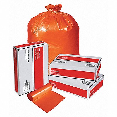 GRAINGER 31DK85 Garbage Bag 40 to 45 gal Orange PK100