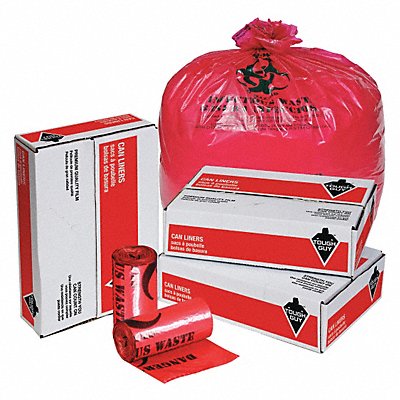 TOUGH GUY 31DK94 Biohazard Bags 15 gal Red PK200