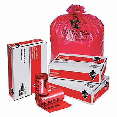 TOUGH GUY 31DK95 Biohazard Bags 30 gal Red PK100