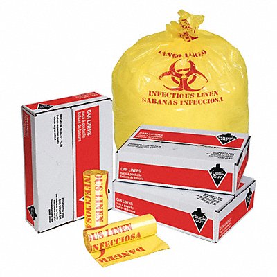 TOUGH GUY 31DK96 Biohazard Bags 33 gal Yellow PK100
