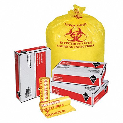 TOUGH GUY 31DL04 Biohazard Bags 45 gal Yellow PK100