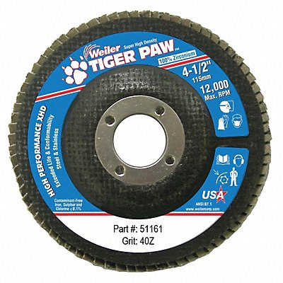 WEILER 98855 H7360 Fiber Disc 4 1/2 in Dia 7/8in Arbor