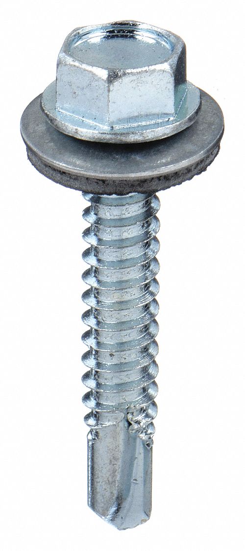 GRAINGER U317020160100 Drill Screw Hex #8 Zinc 1 L PK200