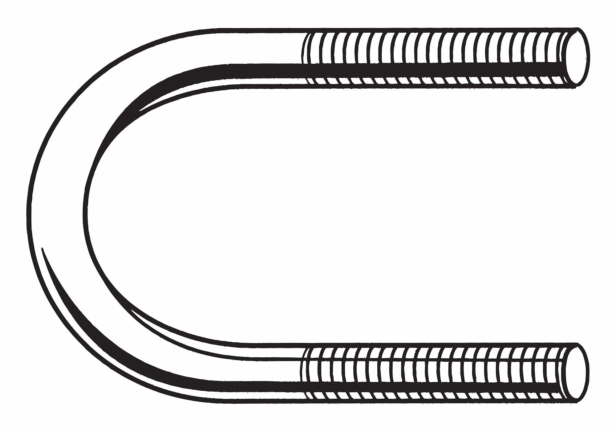 GRAINGER U172740250050 Standard U-Bolt Inside H 2 15/16 in