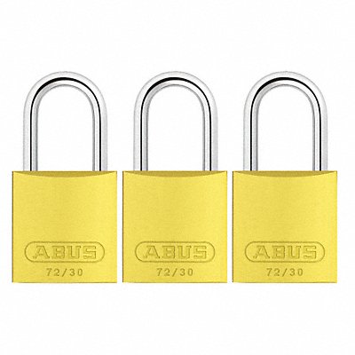 ABUS 7230KAX3 Lockout Padlock KA Yellow 2-17/32 H PK3