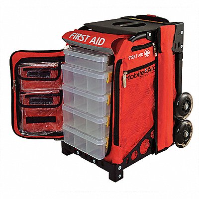 MOBILEAID 31600 First Aid Bag 1 Shelf 18.5 H Red