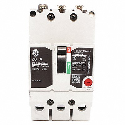 GE TEYH3020B Circuit Breaker 20A 3P TEY 277/480VAC