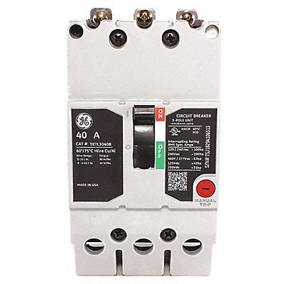 GE TEYL3040B Circuit Breaker 40A 3P TEY 277/480VAC