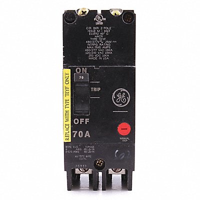 GE TEYF270 Circuit Breaker 70A 2P TEY 277/480VAC