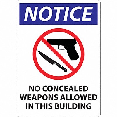 ZING 2815S Concealed Carry Sign 14in x 10in Plastic