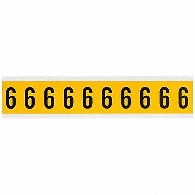 BRADY 15306 Number Label 6 1-1/2in.Hx7/8in.W Vinyl