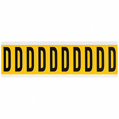 BRADY 1534D Letter Label D 2-1/4inH Blck/Yellw Vinyl
