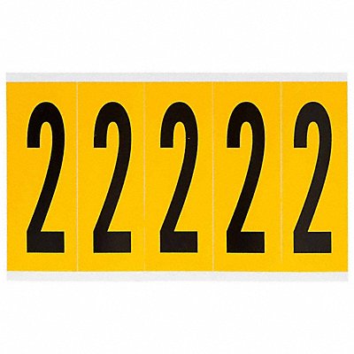 BRADY 15602 Number Label 2 5in.Hx1-3/4in.W Vinyl