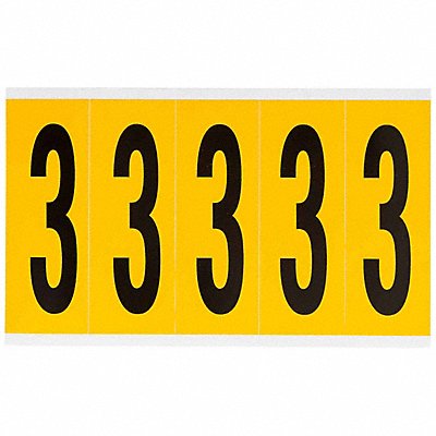 BRADY 15603 Number Label 3 5in.Hx1-3/4in.W Vinyl