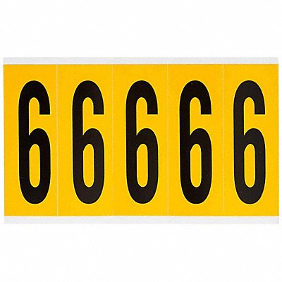 BRADY 15606 Number Label 6 5in.Hx1-3/4in.W Vinyl