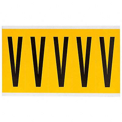 BRADY 1560V Letter Label V 5in.Hx1-3/4in.W Vinyl