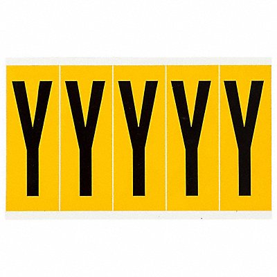 BRADY 1560Y Letter Label Y 5in.Hx1-3/4in.W Vinyl