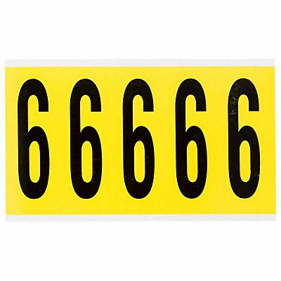 BRADY 34606 Number Label 6 5inHx1-3/4inW No Cards 1