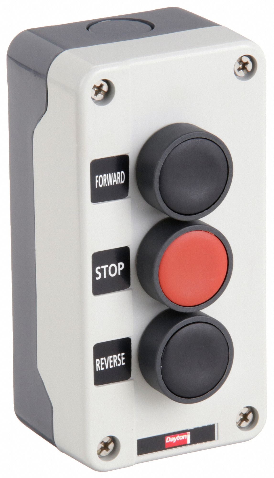 DAYTON 32W272 Control Station 3 Push Buttons Blk/Red