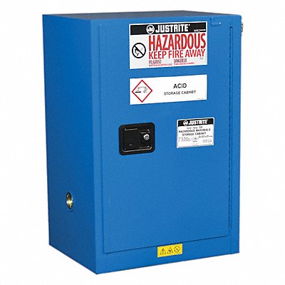 JUSTRITE 861228 Haz Material Safety Cabinet 12 Gal Blue