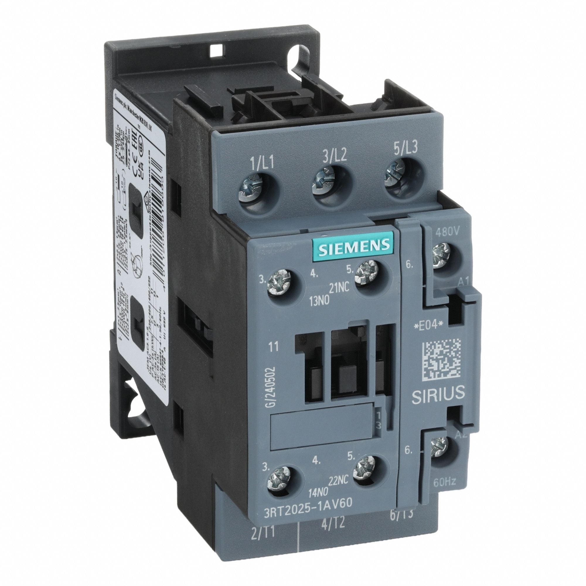 SIEMENS 3RT20251AV60 IECPowerContactor Non-Reversing 480VAC