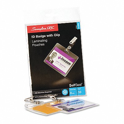 SWINGLINE GBC 3745686 Pouch Lam Badge Self-Adh Cr PK10
