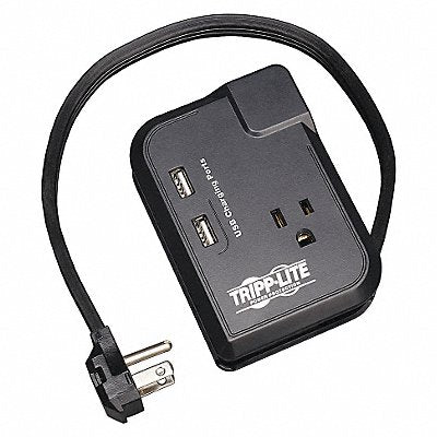 TRIPP LITE TRAVELER3USB Datacom Surge Protector 3 Outlet Blk