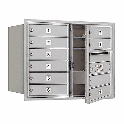 SALSBURY INDUSTRIES 3706D09AFU Horizontal Mailbox USPS 9Dr Alum FL 23-1/2in