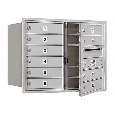 SALSBURY INDUSTRIES 3706D10AFU Horizontal Mailbox USPS 10Dr Alum FL 23-1/2in
