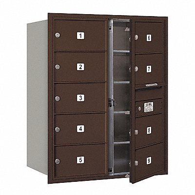 SALSBURY INDUSTRIES 3710D09ZFU Horizontal Mailbox MB2 9Dr Bz FL 37-1/2in