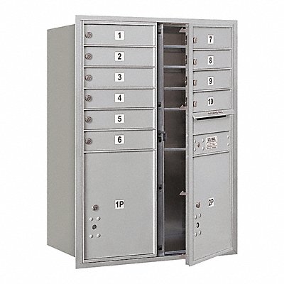 SALSBURY INDUSTRIES 3711D10AFU Horizontal Mailbox USPS 12Dr Alum FL 41in