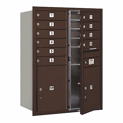 SALSBURY INDUSTRIES 3711D10ZFU Horizontal Mailbox USPS 12Dr Bronze FL 41in