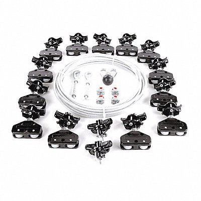 DAYTON 33N210 Festoon System Kit 1/4 In Rope L 80 Ft