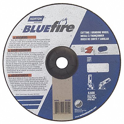 NORTON 66252843245 Cut Off Grinding Wheel 7/8 CN Unthreaded Hole