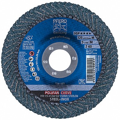 PFERD 67196 Fiber Disc 5 in Dia 7/8in Arbor 40 Grit