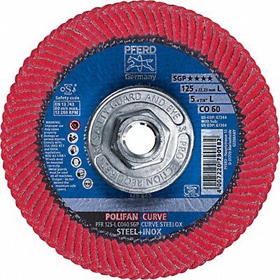 PFERD 67364 Fiber Disc 5 in Dia 5/8in Arbor 60 Grit