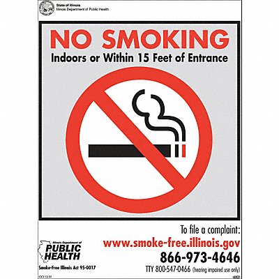 ZING 1848D Window Decal No Smoking Illinois PK2