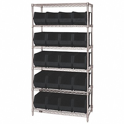 QUANTUM STORAGE SYSTEMS WR6265BK E3963 Bin Shelving 18inx74inx36in Black