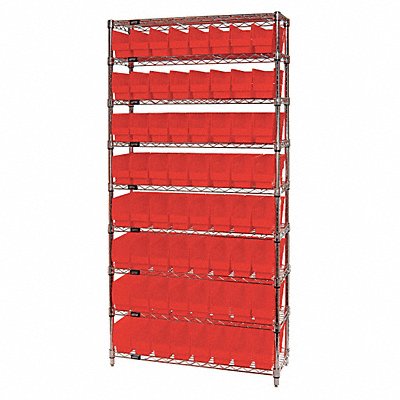 QUANTUM STORAGE SYSTEMS WR9203RD G7082 Bin Shelving 18inx74inx36in Red