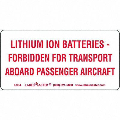 LABELMASTER L384 Lithium ION Battery Label 500 per Roll