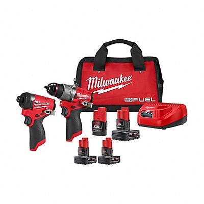 MILWAUKEE 34972248112412 M12 FUEL 2PC Combo Kit + M12 Battery 2PK