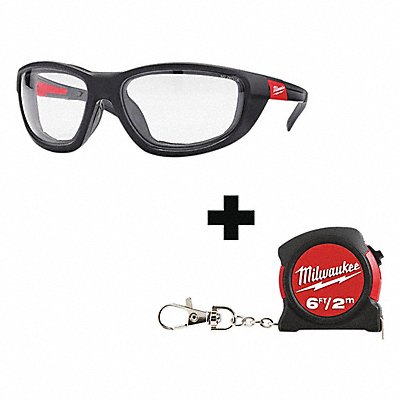 MILWAUKEE 4873204148225500 Safety Glasses Clear Lens Black Frame