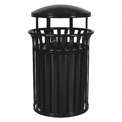 GRAINGER 34AU85 J6409 Garbage Can 37 gal Black Steel