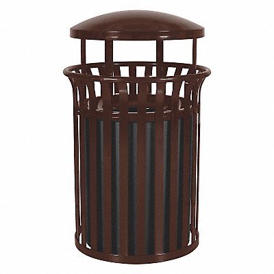 GRAINGER 34AU86 J6409 Garbage Can 37 gal Brown Steel