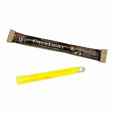 CHEMLIGHT BY CYALUME TECHNOLOGIES 927020 Lightstick Yellow 12 hr 6 in L PK500