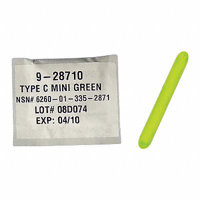 CHEMLIGHT BY CYALUME TECHNOLOGIES 928710PF Lightstick Green 4 hr 2 in L PK50